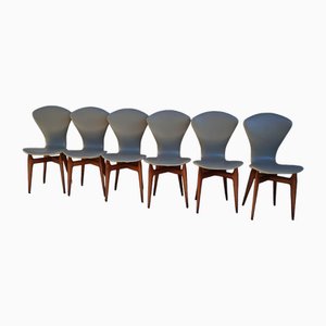Mahogany & Faux Leather Dining Chairs attributed to Vittorio Dassi, 1950s, Set of 6