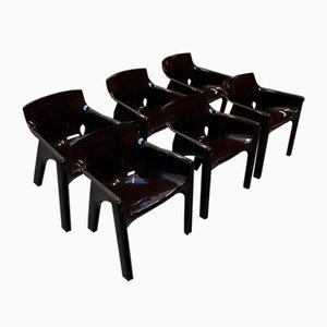 Brown Gaudi Armchairs by Vico Magistretti for Artemide, 1972, Set of 6