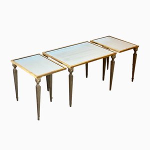 Tables en Laiton, 1960s, Set de 3