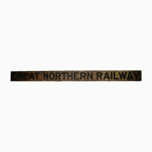 Cartel victoriano grande de la plataforma ferroviaria del norte, década de 1890