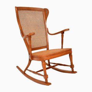 Antique French Bentwood & Cane Rocking Chair, 1920s