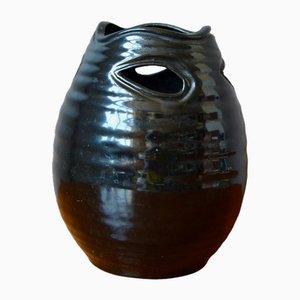 Schwarze Tribal Vase von Accolay, 1960er
