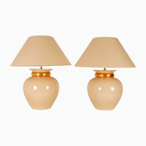 Mid-Century Ceramic Vase Table Lamps in the style of Robert Kostka Longwy, 1970s, Set of 2