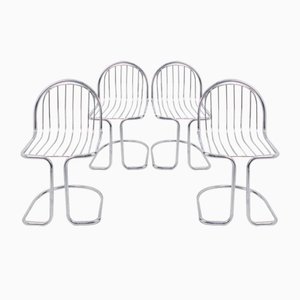 Mid-Century Italian Chrome Chairs, 1970s, Set of 4