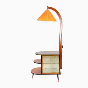 Hand Painted Coctail Cabinet Lamp with Original Shade from Krechlok, 1950s