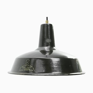 Lampe à Suspension Industrielle Vintage en Émail Marron de Reluma, Belgique