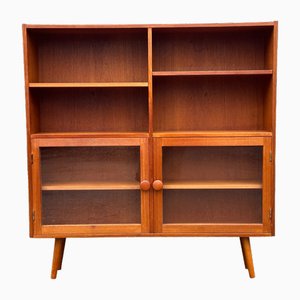 Mid-Century Danish Bookshelf in Teak with Adjustable Shelves & Glass Cabinet, 1960s