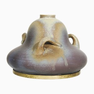 Art Nouveau Vase in Sandstone with Bronze Mount by Blache, France