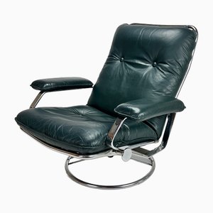 Italian Postmodern Leather Lounge Chair, 1980s