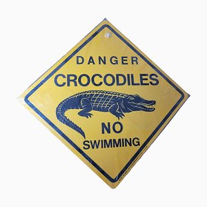 Vintage Australian Crocodiles No Swimming Sign, 1985
