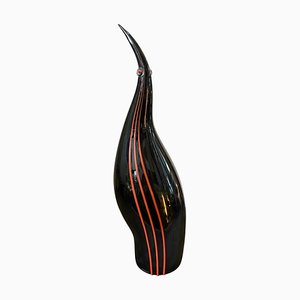 Modernist Red and Black Murano Glass Penguin by Seguso, 1970s