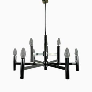 Lampadario grande in metallo cromato di Sciolari, Italia, anni '60