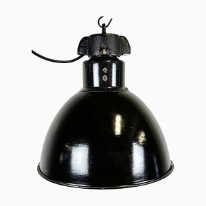 Bauhaus Industrial Black Enamel Pendant Lamp from Elektrosvit, 1930s