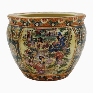Chinese Porcelain Planter with Oriental Decorations, China, 1960s
