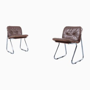 Vintage Chairs in Patch Leather, 1970s, Set of 2