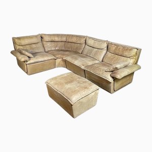 Sandfarbenes Mid-Century Ecksofa