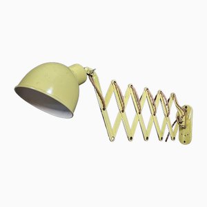 Vintage Yellow-Cream Scissor Lamp with Fabric Cord