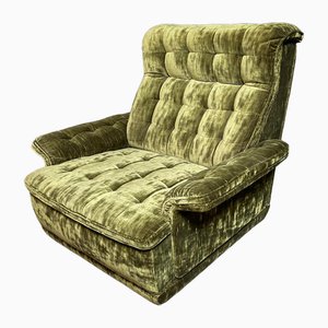 Botanisch grüner Mid-Century Sessel aus Samtstoff