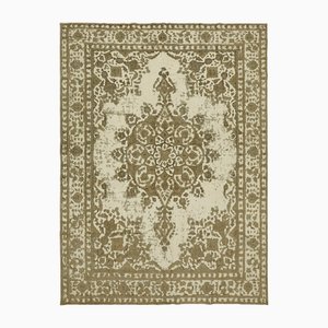 Large Vintage Beige Overdyed Area Rug