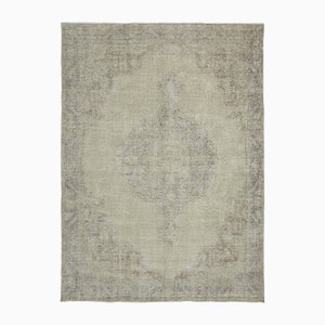 Large Vintage Beige Overdyed Area Rug