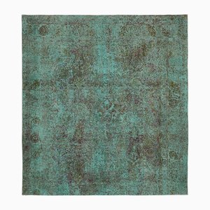 Large Turquoise Overdyed Area Rug