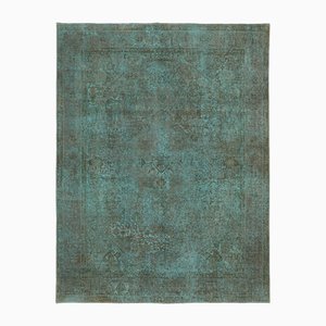 Large Vintage Turquoise Overdyed Area Rug