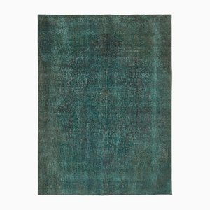 Large Vintage Turquoise Overdyed Area Rug