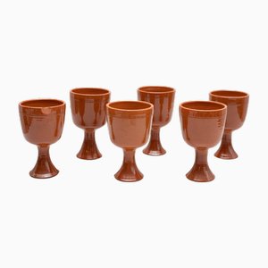 Earthenware Wine Cups, 1950s, Set of 6