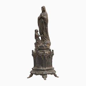 Statuetta Memorabilia della Vergine di Lourdes in metallo, anni '50