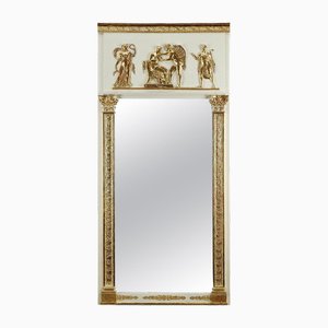 Espejo de pared Imperio de madera y estuco dorado, década de 1810
