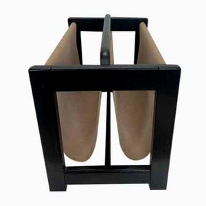 Magazine Rack in Wood and Suede Leather in the style of Aksel Kjersgaard, 1960s