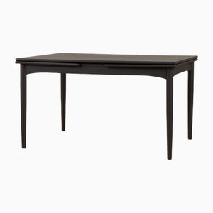 Vintage Scandinavian Dining Table with Extensions in Matt Black Lacquer, Denmark, 1960s