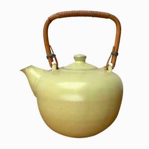 Mid-Century Ceramic Teapot with Bamboo Handle, 1960s