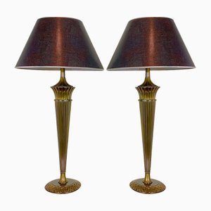 Lampes de Bureau Empire en Laiton, 1970s, Set de 2