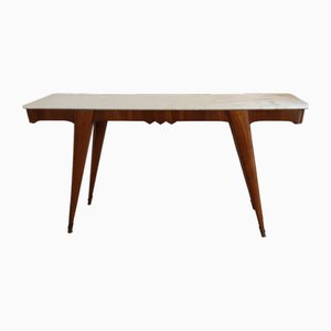 Radic Wood Console with Marble Top, Italy, 1950s