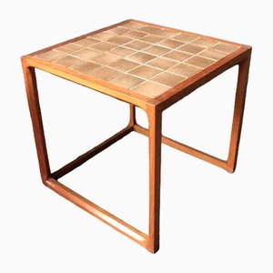 Danish Square Sideb Table in Teak and Glazed Tiles, 1960s