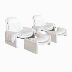 P60 Lounge Chairs with Ottomans by Vittorio Introini for Saporiti, 1970s, Set of 4