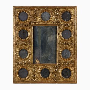 Venezianischer Spiegel aus vergoldetem und geschnitztem Holz