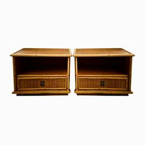 Rattan and Bamboo Bedside Cabinets from Dal Vera, 1960s, Set of 2