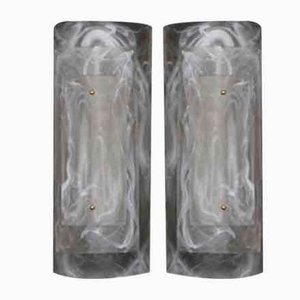 Large Murano Glass Wall Lights in Alabaster, 1990, Set of 2