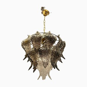 Lámpara de araña con hojas de cristal de Murano, años 70