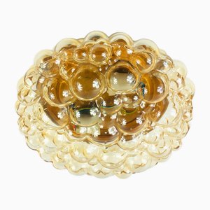 Large Amber Bubble Glass Flush / Ceiling Light attributed to Helena Tynell for Limburg, Germany, 1970s