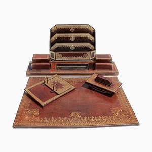 Desk Organizer Set in Leather, Late 19th Century, Set of 5