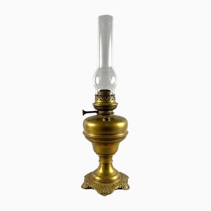 Lámpara de mesa de aceite vintage de latón de Lempereur & Bernard, Bélgica
