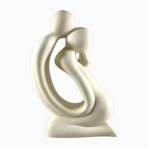 Ceramic Sculpture of Couple Kneeling The Kiss from Gilde Handwerk, Germany