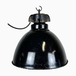 Lampada Bauhaus industriale smaltata nera di Elektrosvit, anni '30