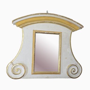 Louis XIV Caminiera Mirror in White & Plaster Lacquered Wood with Gold & Yellow Ocher, 1700s