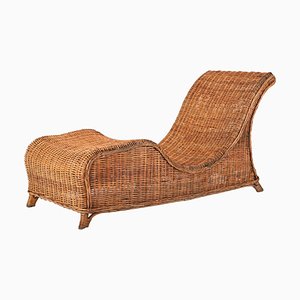 Chaise longue Mid-Century moderna in bambù e vimini, Italia, anni '60