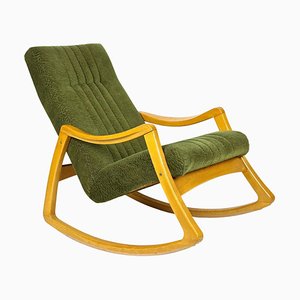 Mid-Century Modern Rocking Chair by Ton with Original Fabric, Czech, 1953