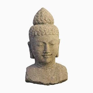 Testa di Buddha in pietra naturale